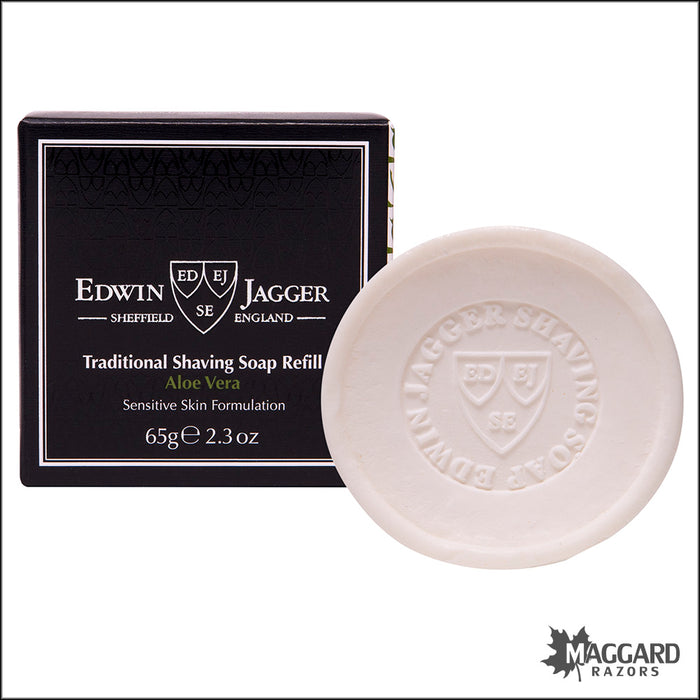 Edwin Jagger Aloe Vera Shave Soap Travel Tub Refill, 65g