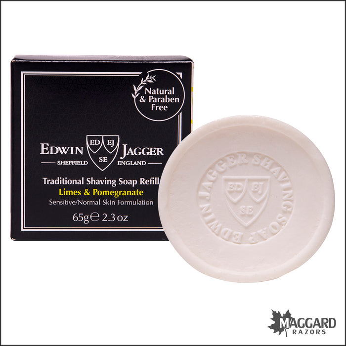 Edwin Jagger Limes and Pomegranate Shave Soap Travel Tub Refill, 65g