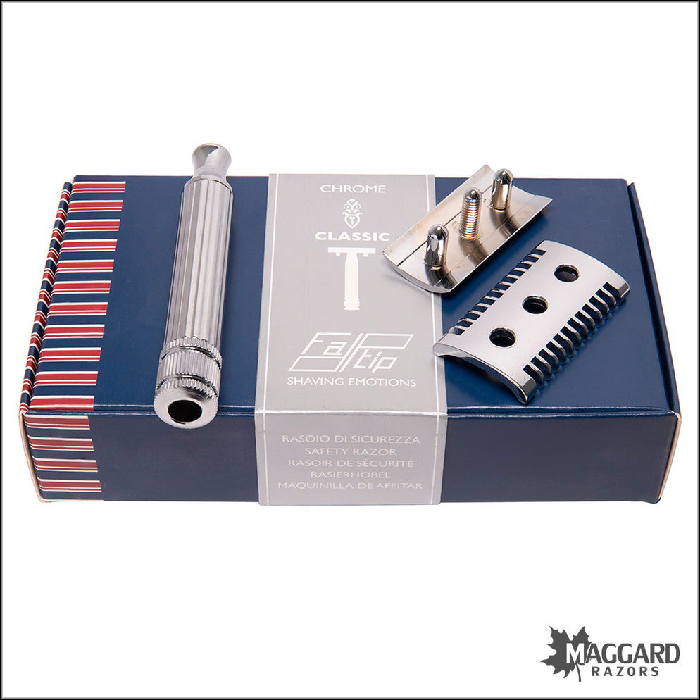 Fatip Classic Grande Open Comb Chrome Finish DE Safety Razor, #42107 ...