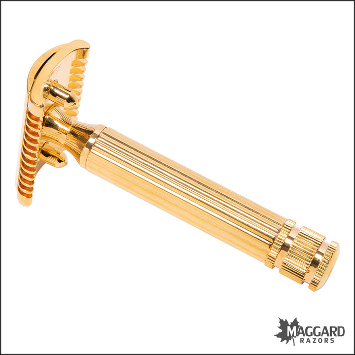 Fatip Classic Grande Open Comb Gold Finish DE Safety Razor, #42115