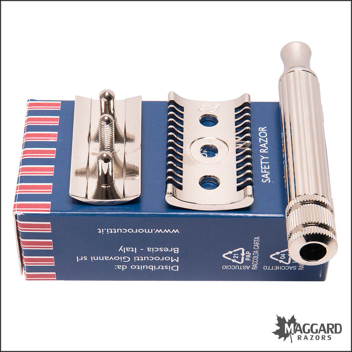 Fatip Classic Grande Open Comb Nickel Finish Razor DE Safety Razor, #42105