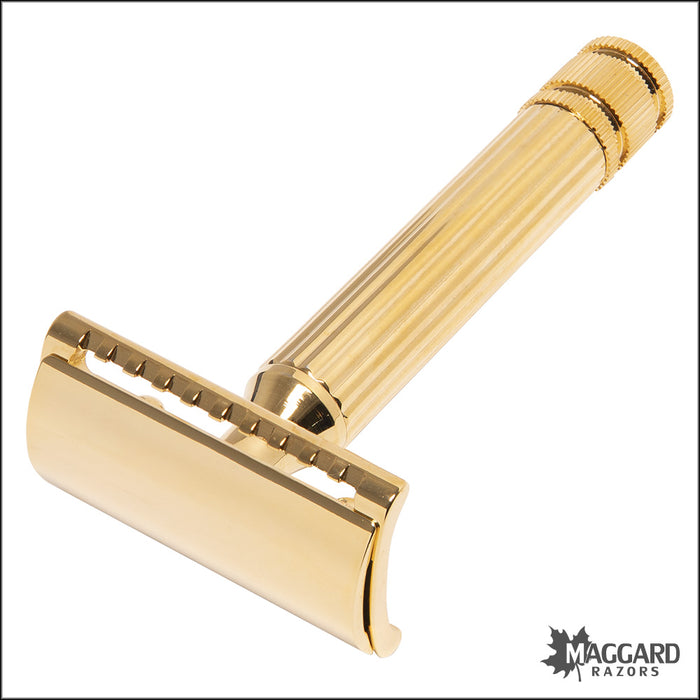 Fatip Classic Testina Gentile Gold Finish Closed Comb DE Safety Razor, #42124