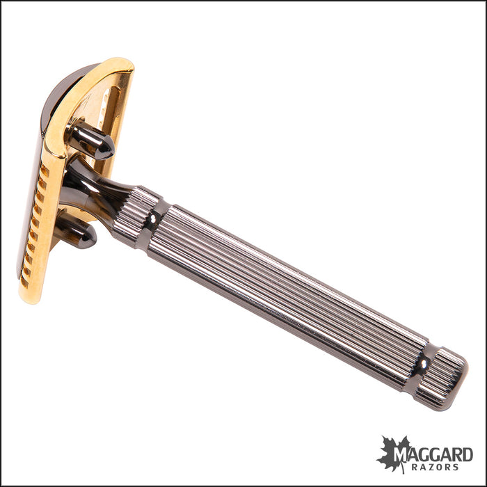 Fatip il Piccolo Special Edition Black and Gold DE Safety Razor, Includes Two Heads, #42121