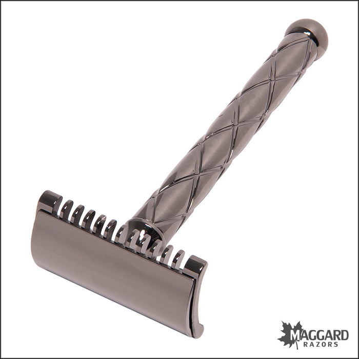 Fatip Retro Open Comb Black Nickel Finish DE Safety Razor, #42117