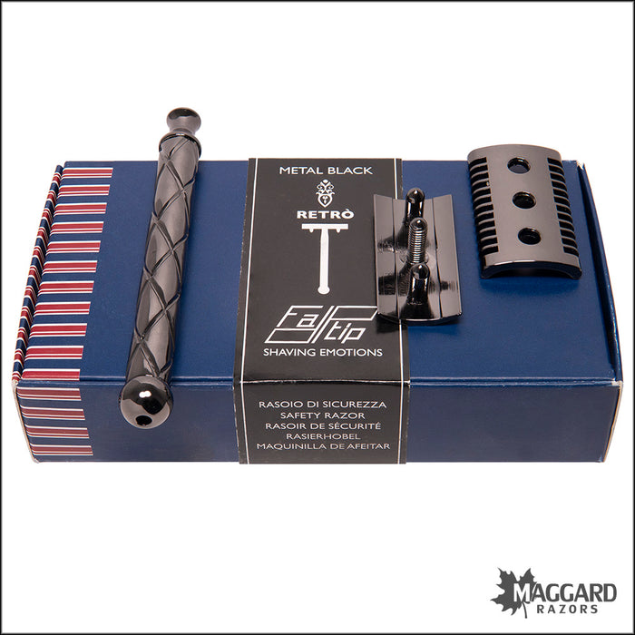Fatip Retro Open Comb Black Nickel Finish DE Safety Razor, #42117