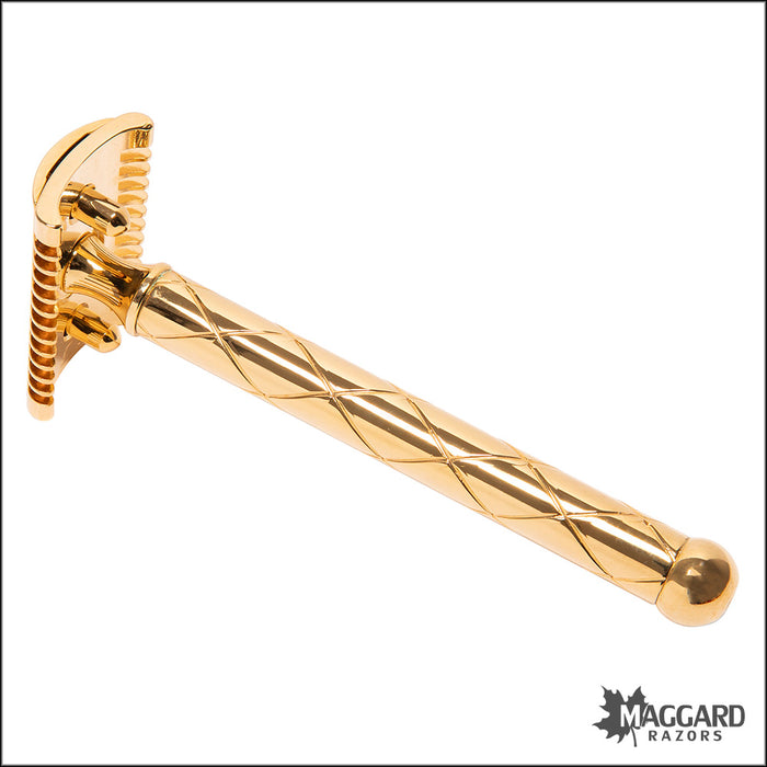 Fatip Retro Open Comb Gold Finish DE Safety Razor, #42119