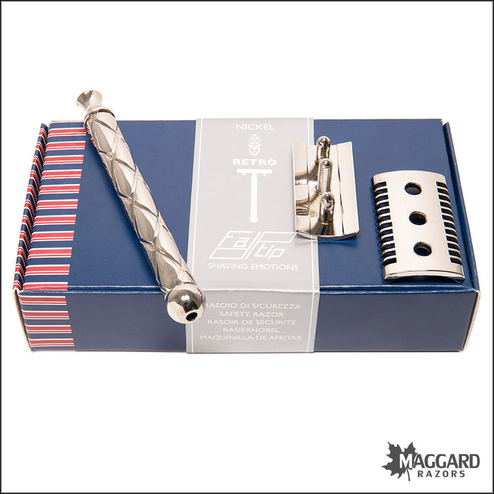 Fatip Retro Open Comb Nickel Finish DE Safety Razor, #42116