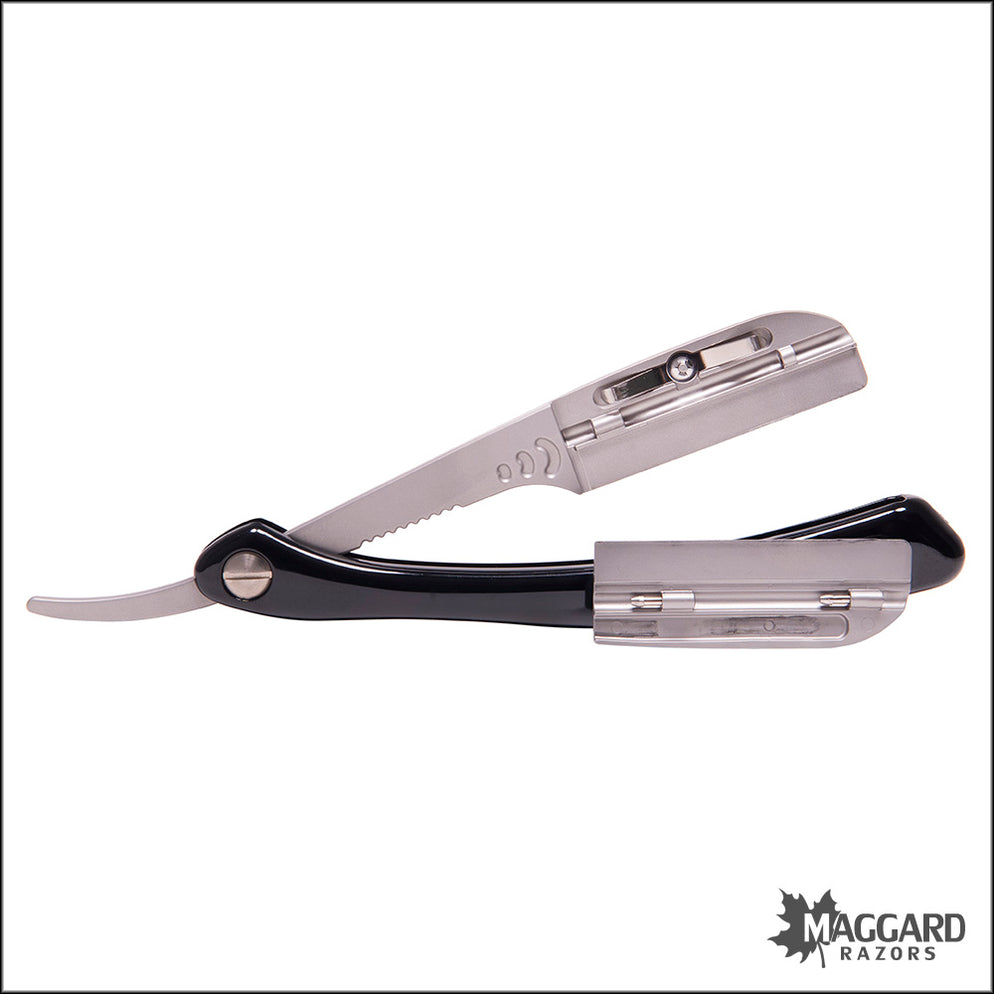 Feather Artist Club SR Folding Straight Razor Shavette, Black Handle ...