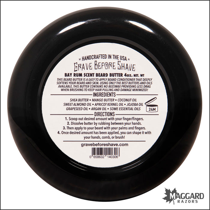 Grave Before Shave Bay Rum Beard Butter, 4oz