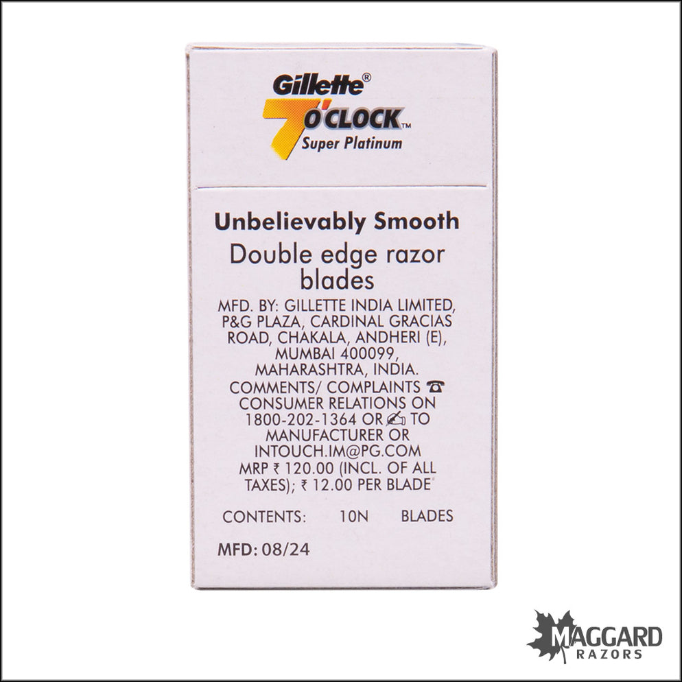 Gillette 7 O’Clock Black Super Platinum Double Edge Safety Razor Blade ...