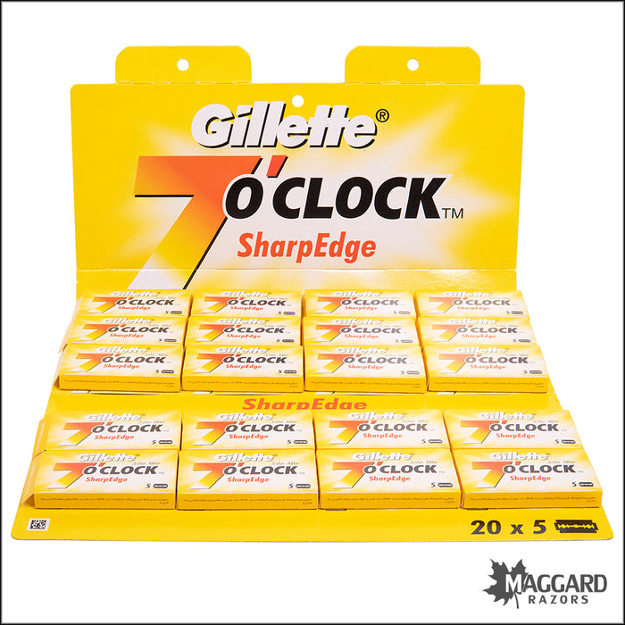 Gillette 7 O'Clock SharpEdge Stainless Steel DE Safety Razor Blades - 100 Pack