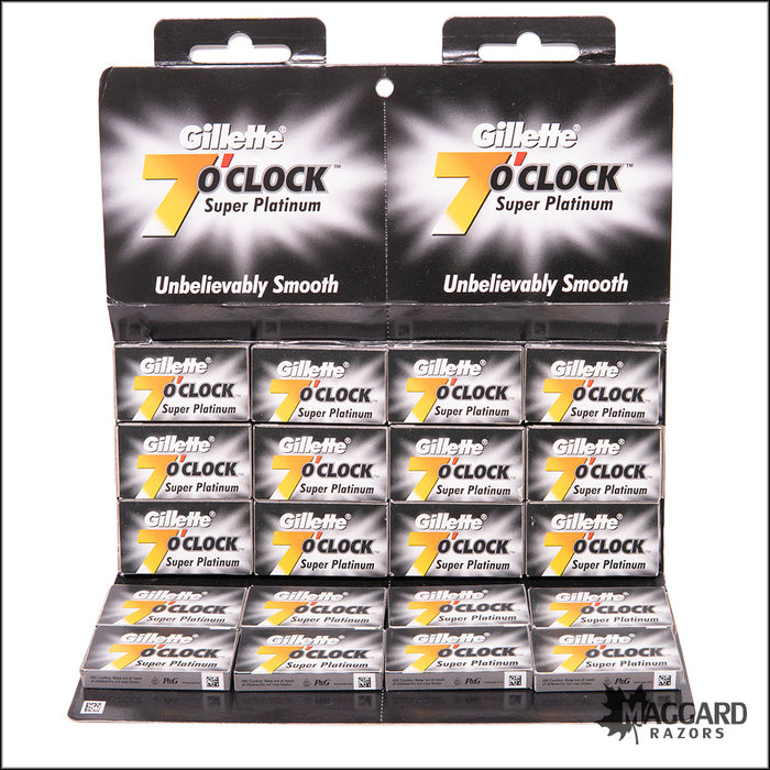 Gillette 7 O’Clock Black Super Platinum Double Edge Safety Razor Blades, 100 Pack
