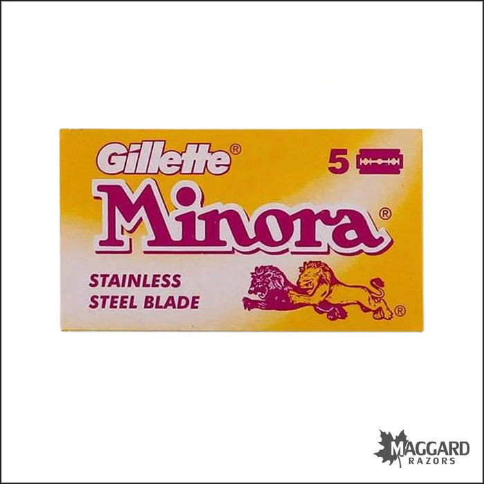 Gillette Minora Stainless Steel DE Safety Razor Blades, 5 blades