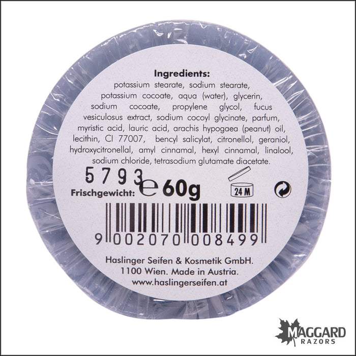 Haslinger Meeresalgen (Seaweed) Shaving Soap, 60g Puck