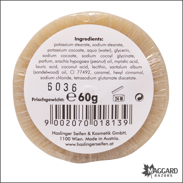 Haslinger Sandelholz Shaving Soap, 60g Puck