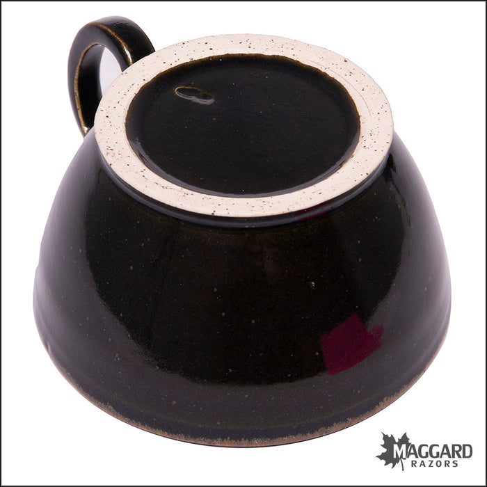 Heather Wright 2023-005 Black and Copper Handmade Ceramic Lather Bowl with Mug Handle
