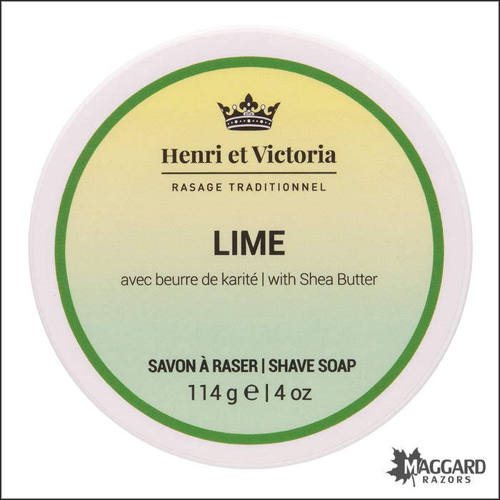 Henri et Victoria Lime Artisan Shaving Soap, 4oz - Vegan 2.0 Base