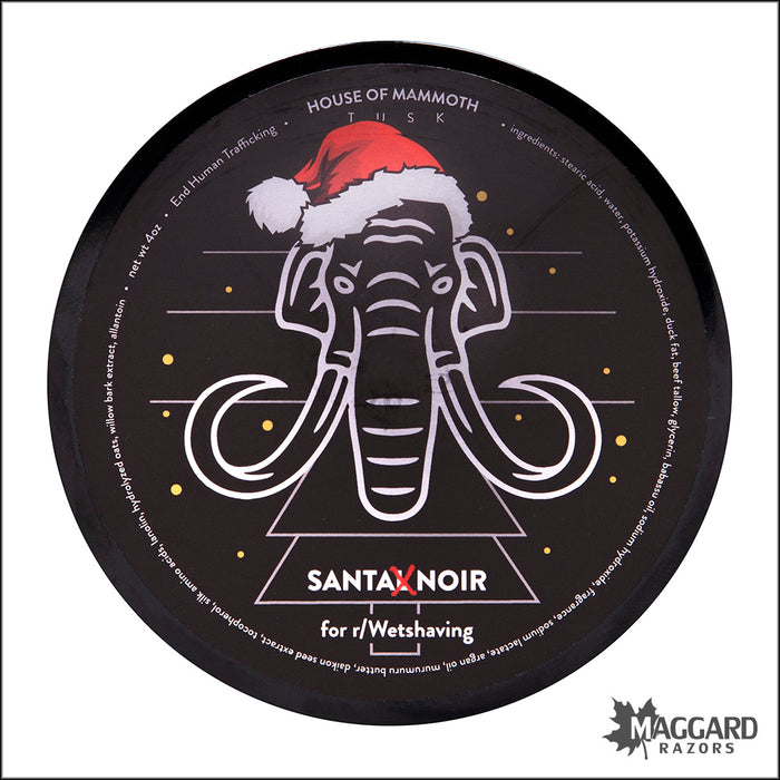 House of Mammoth Santa Noir Artisan Shaving Soap, 4oz - Seasonal Release