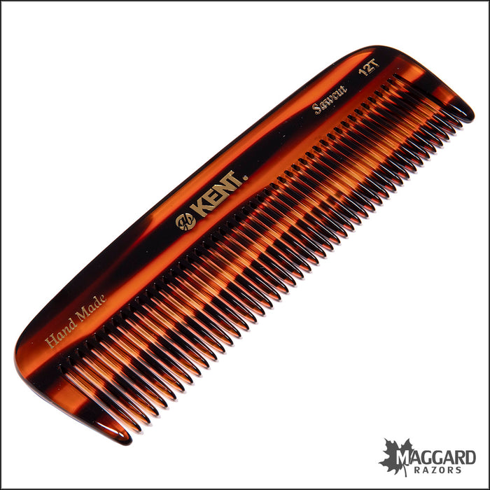 Kent Comb 12T Hand Cut Medium Sized Coarse Tooth Comb, 139mm