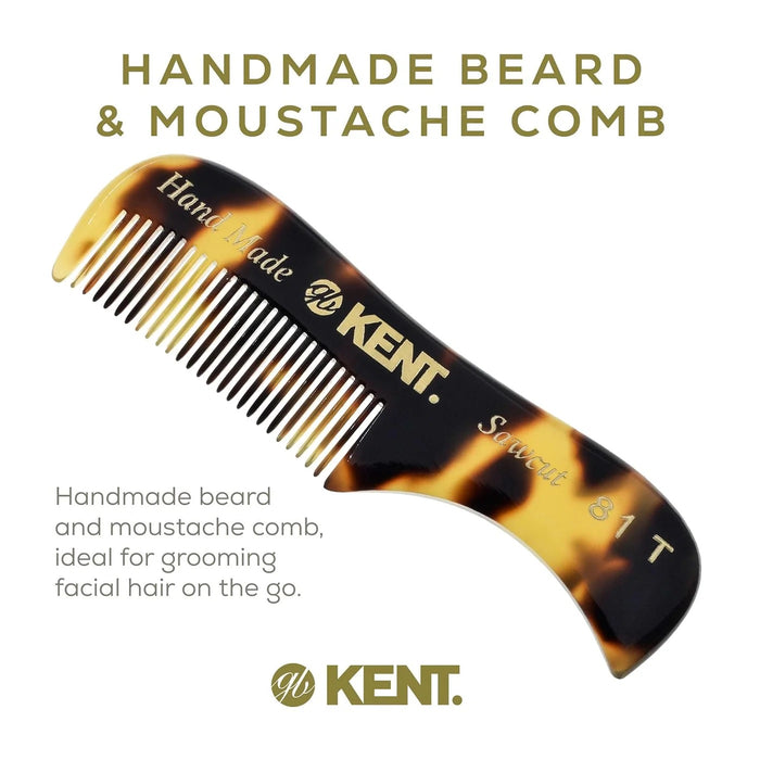 Kent Comb 81T-TY Hand Cut Beard and Moustache Comb, 73mm