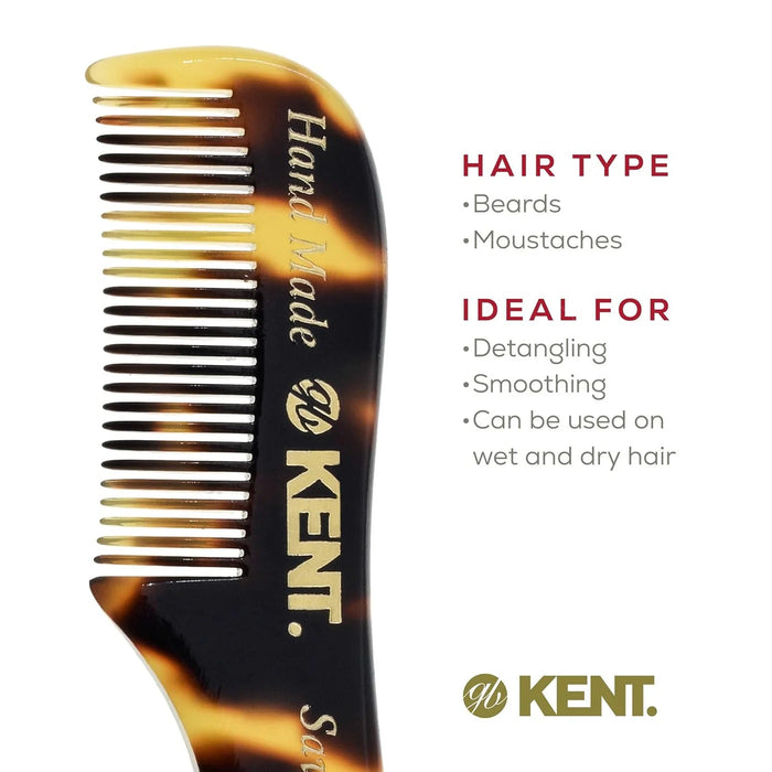 Kent Comb 81T-TY Hand Cut Beard and Moustache Comb, 73mm