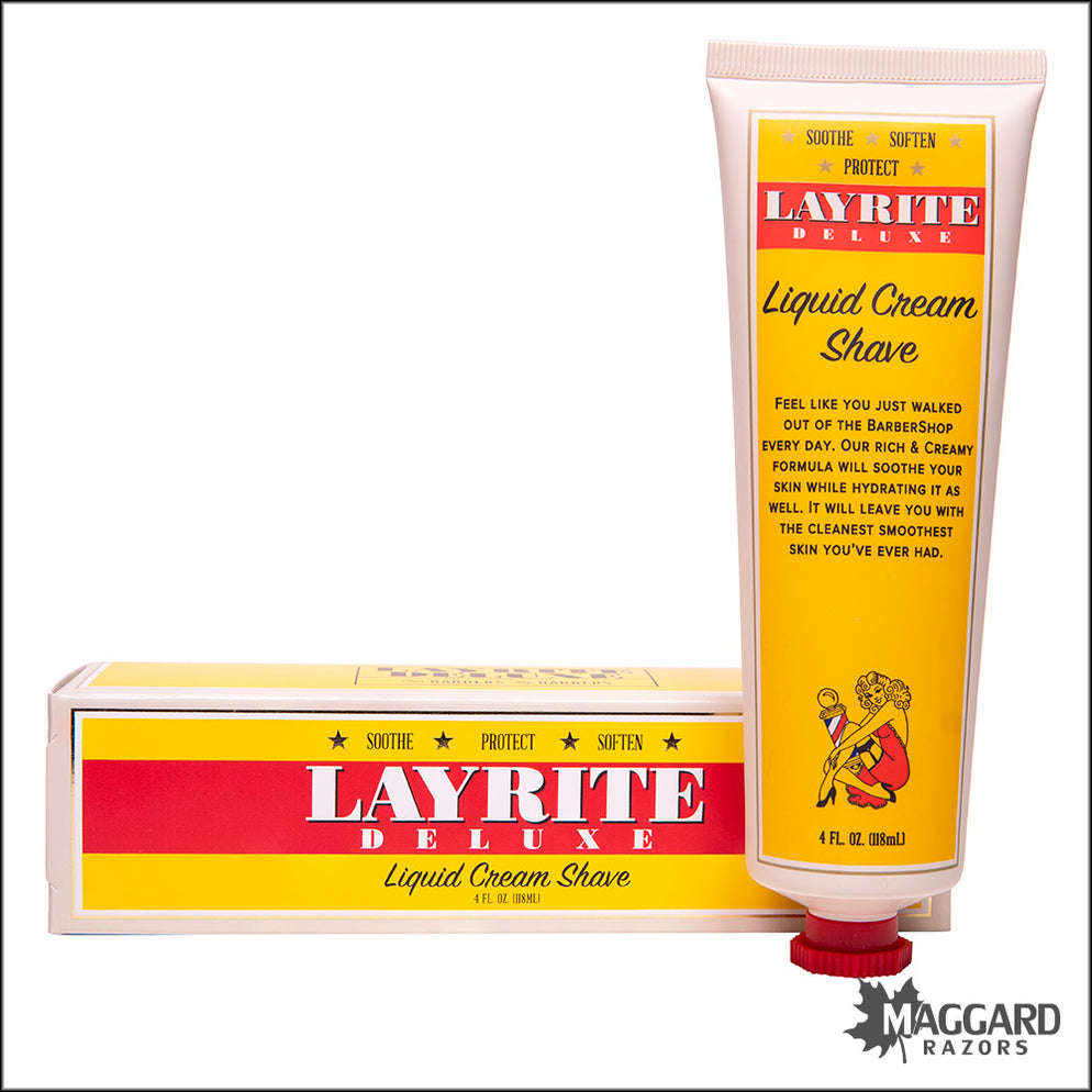 Layrite Deluxe Liquid Cream Shave, Shaving Cream, 4oz Brushless Crea