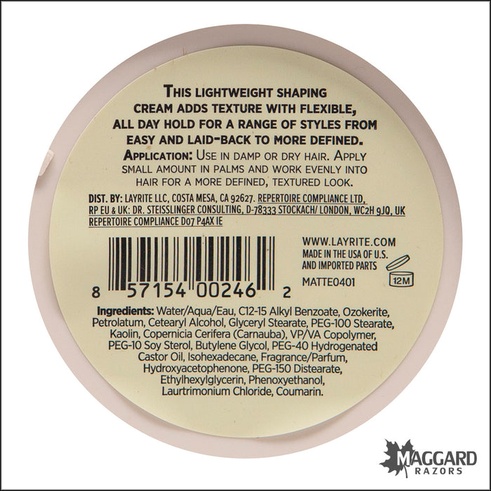 Layrite Natural Matte Cream, 4.25oz