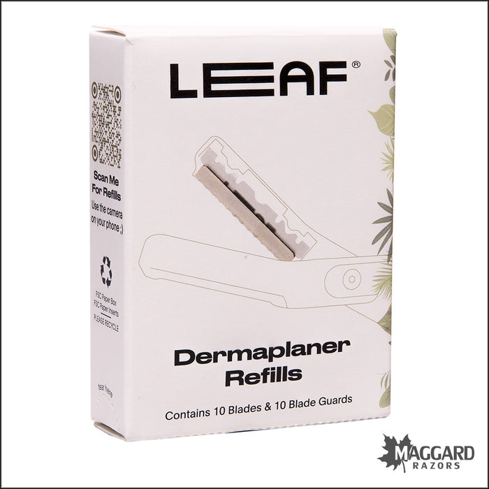 Leaf Dermaplaner Tool Refills, 10 Blades and 10 Blade Guards
