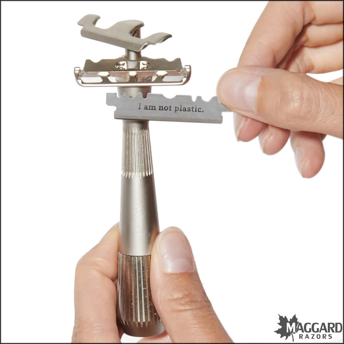 Leaf Twig Single Edge Fixed Head Razor, with Starter Blades - Black