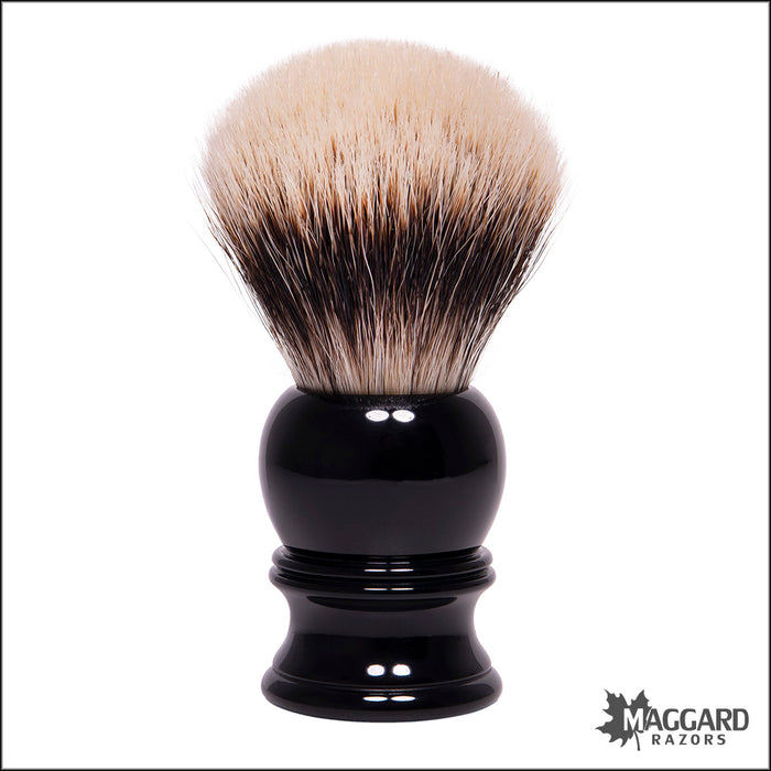 Maggard Razors Black Resin Handle 2-Band Badger Shaving Brush, 26mm