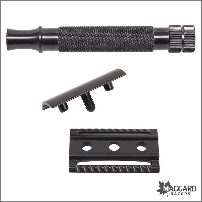 Maggard Razors DE Safety Razor MR1 Black Anodized Stainless Steel Handle