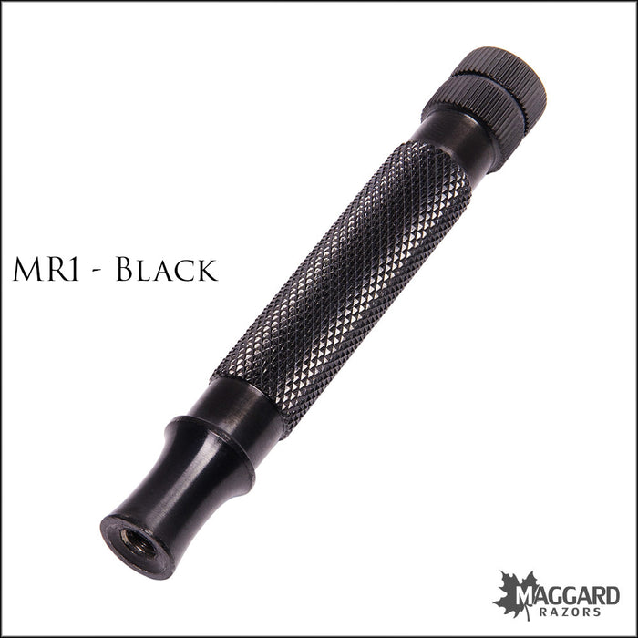 Maggard Razors BLACK Series: Basic Wet Shaving Starter Kit with Black Anodized Razor