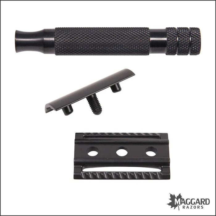 Maggard Razors DE Safety Razor MR11 Black Anodized Stainless Steel Handle