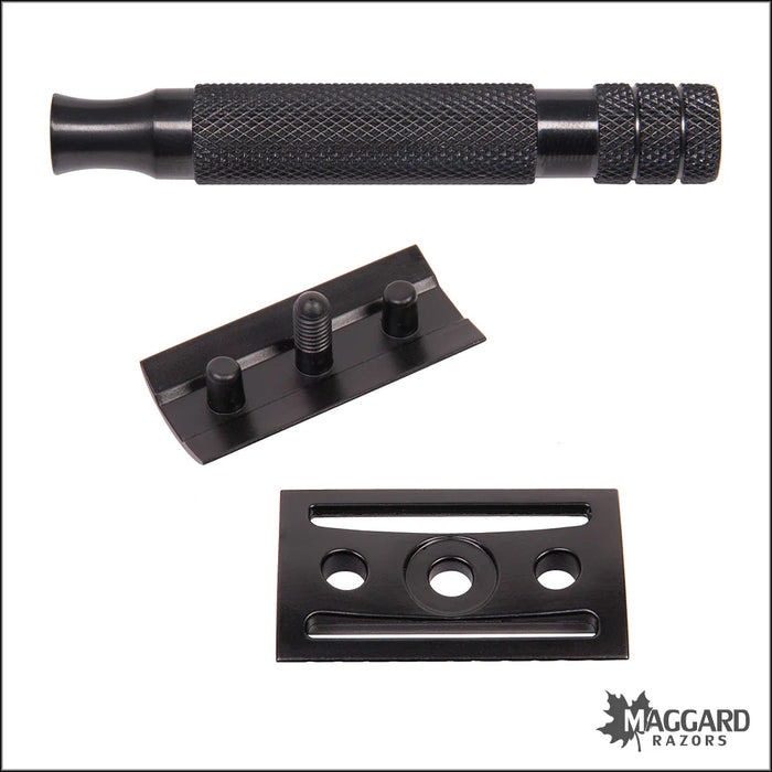 Maggard Razors DE Safety Razor MR11 Black Anodized Stainless Steel Handle