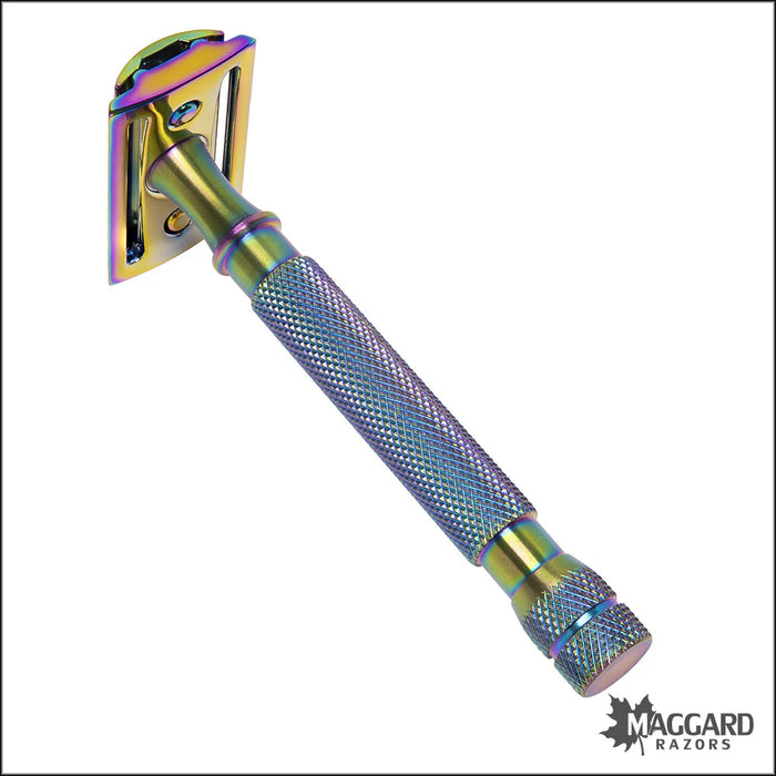 Maggard Razors DE Safety Razor MR18C Multi Colored Anodized Stainless Steel Handle