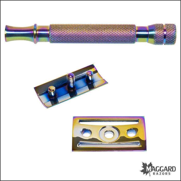 Maggard Razors DE Safety Razor MR18C Multi Colored Anodized Stainless Steel Handle
