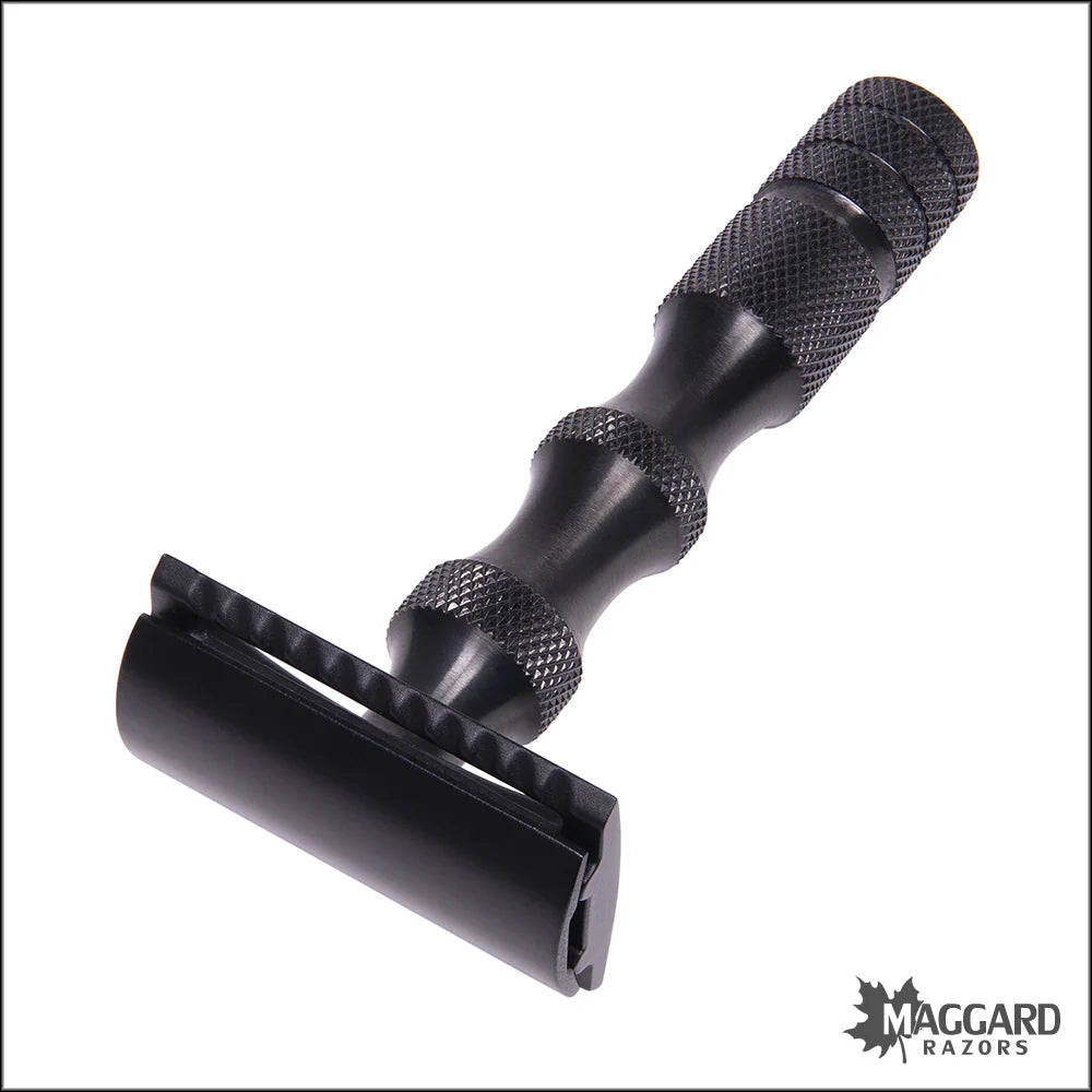 M Razor D Maggard Razors DE Safety Razor MR5 Black Anodized Stainless Steel Hand