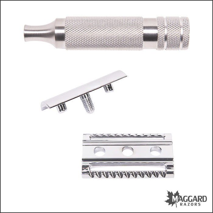 Maggard Razors DE Safety Razor MR8 Stainless Steel Handle