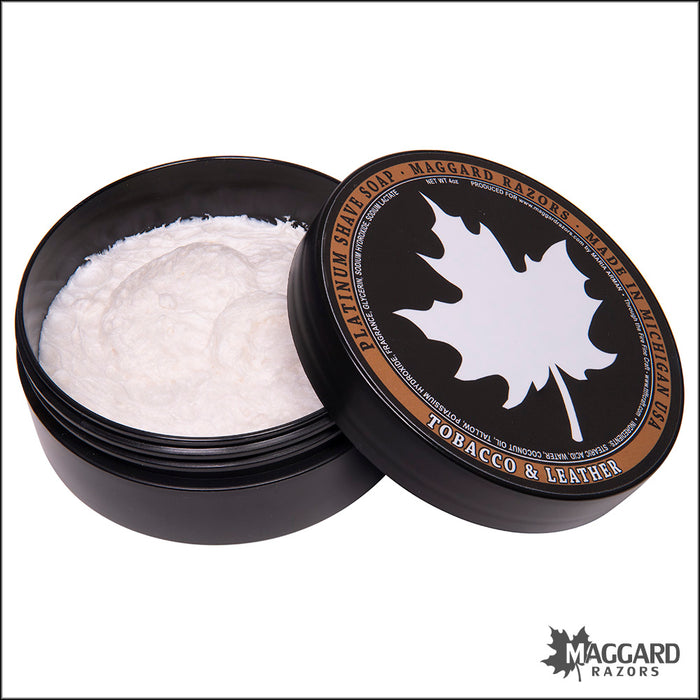 Maggard Razors Tobacco and Leather Shave Soap with Tallow, 4oz