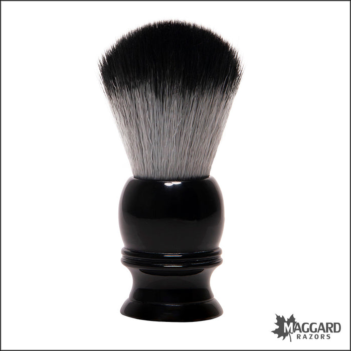 Maggard Razors Black Resin Handle Timberwolf Synthetic Travel Shaving Brush, 18mm
