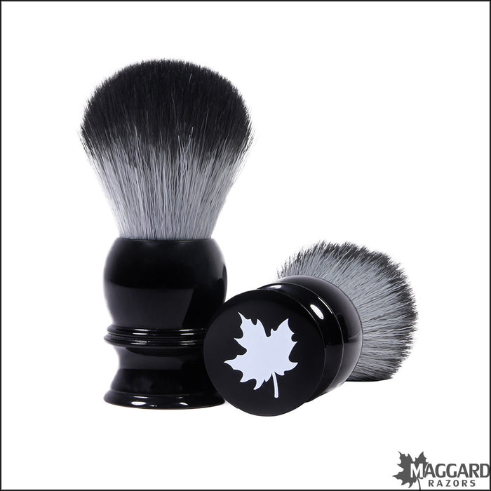 Maggard Razors Black Resin Handle Timberwolf Synthetic Travel Shaving Brush, 18mm