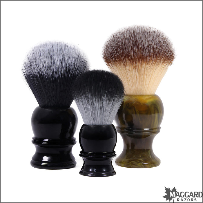 Maggard Razors Black Resin Handle Timberwolf Synthetic Travel Shaving Brush, 18mm