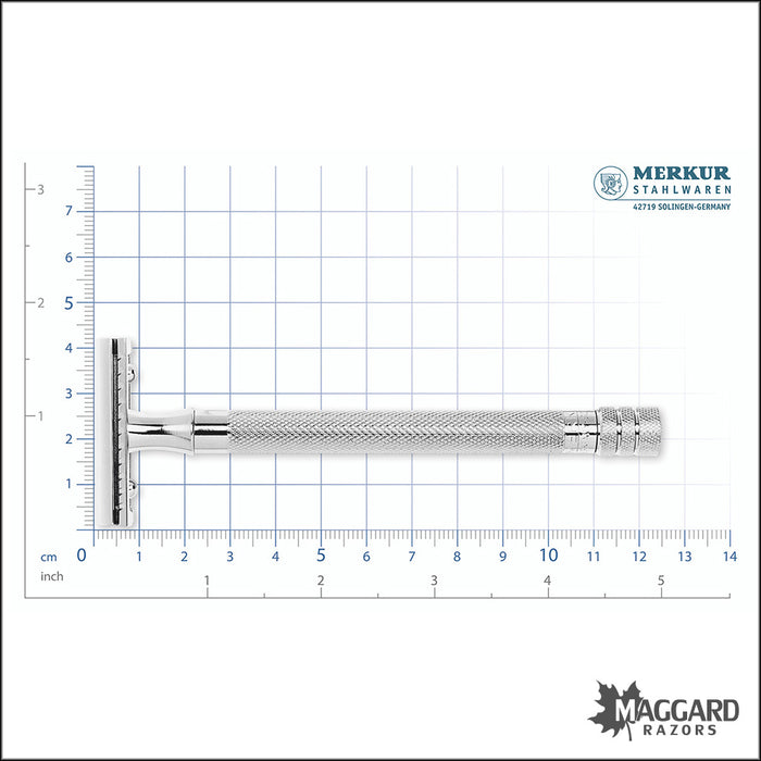 Merkur 24C Chrome Long Slim Handle Closed Comb DE Safety Razor