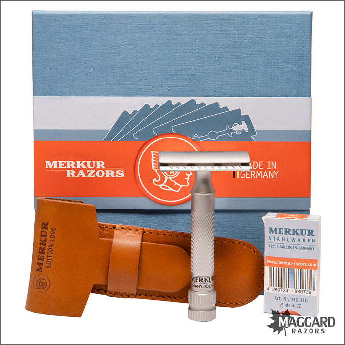 Merkur 34 INOX Special Edition 1896 Stainless Steel DE Safety Razor with Leather Case