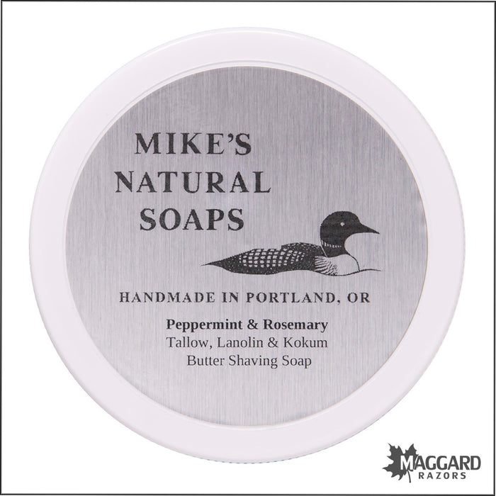 Mike's Natural Soaps Peppermint and Rosemary Artisan Shaving Soap, 5oz