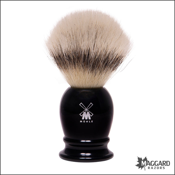 Muhle 31K256 Black Resin Handle Silvertip Fibre Synthetic Shaving Brush, 21mm