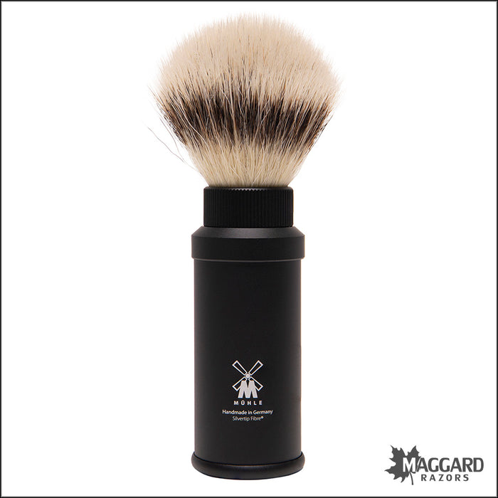 Muhle 31m536 Black Anodized Aluminum Silvertip Fibre Synthetic Travel Brush, 21mm