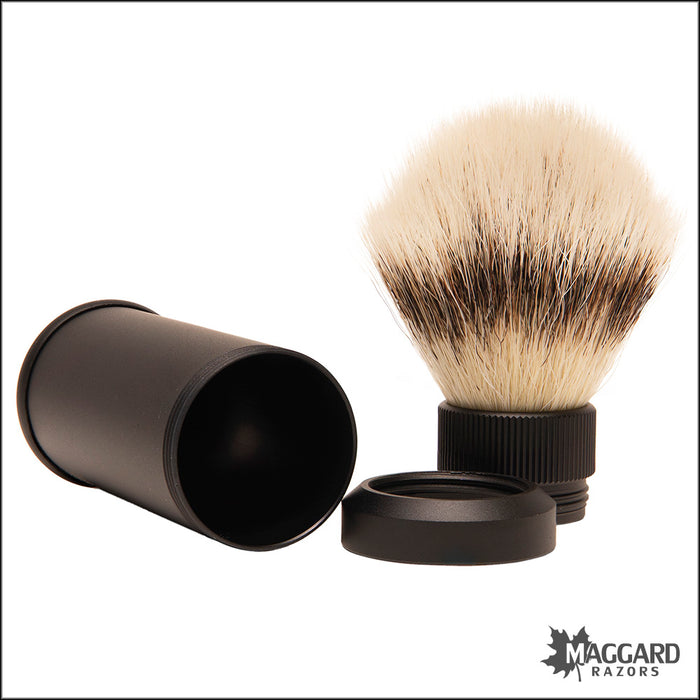 Muhle 31m536 Black Anodized Aluminum Silvertip Fibre Synthetic Travel Brush, 21mm