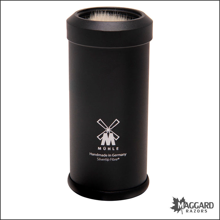 Muhle 31m536 Black Anodized Aluminum Silvertip Fibre Synthetic Travel Brush, 21mm