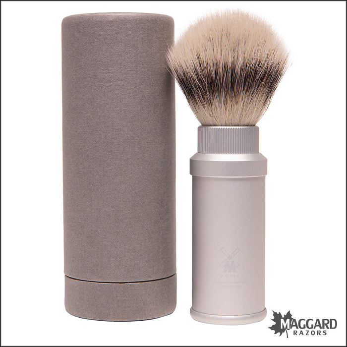 Muhle 31m530 Anodized Aluminum Silvertip Fibre Synthetic Travel Brush, 21mm